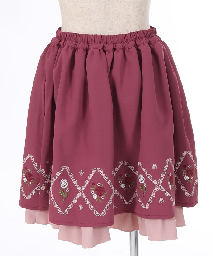 Panel Embroidery Gather Skirt