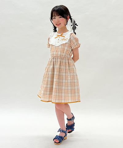 Logo Embroidery Summer Check Dress