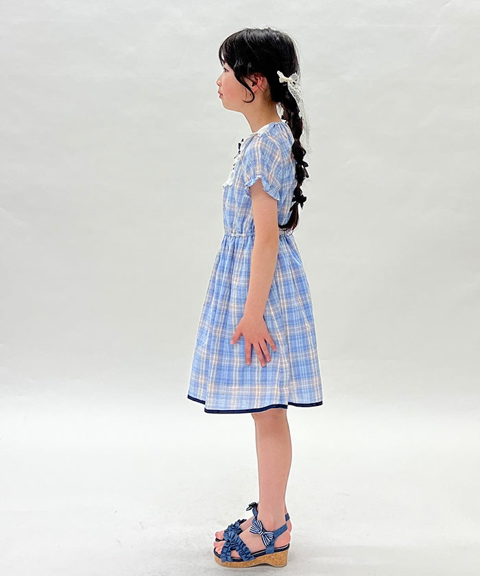 Logo Embroidery Summer Check Dress