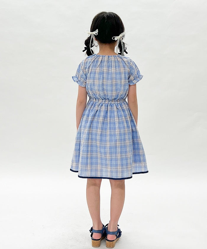 Logo Embroidery Summer Check Dress