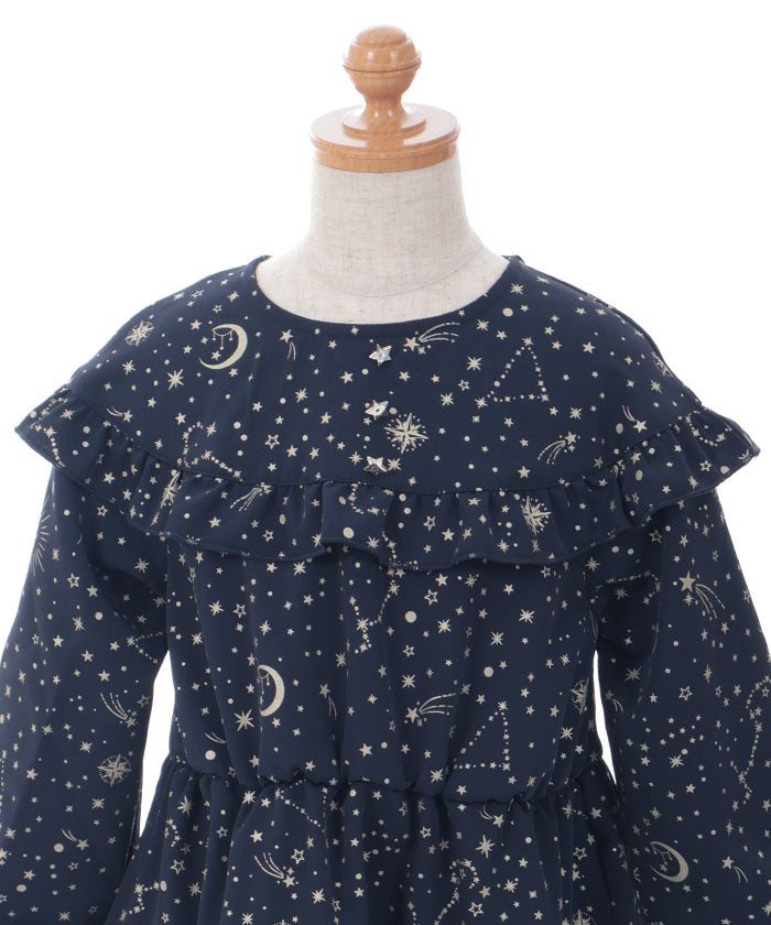 Celestial Starry Sky Foil Print Dress