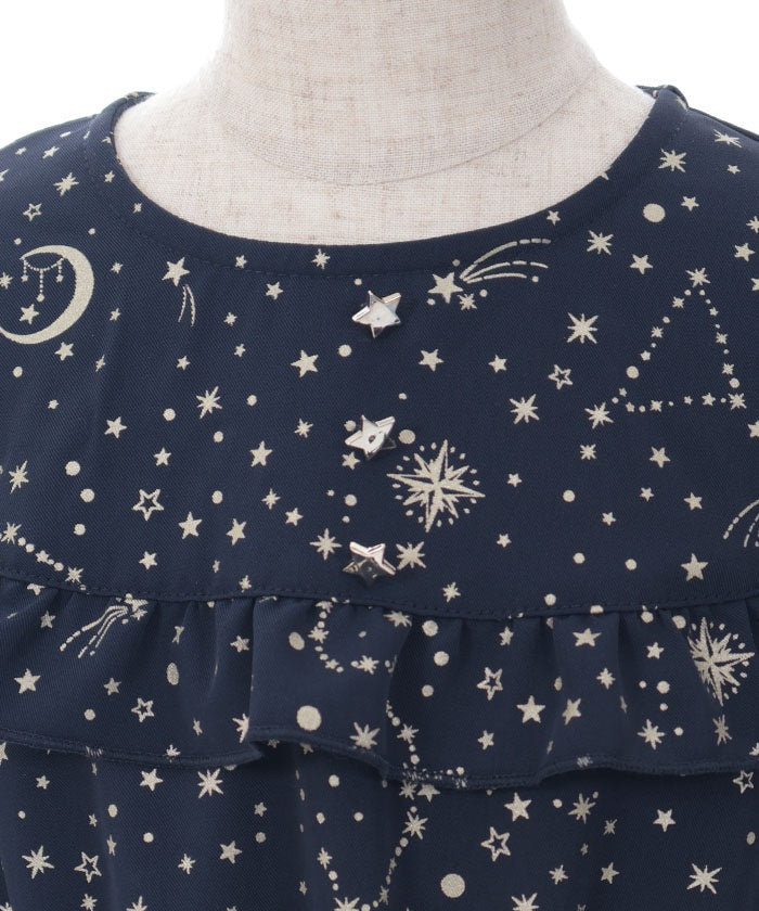 Celestial Starry Sky Foil Print Dress