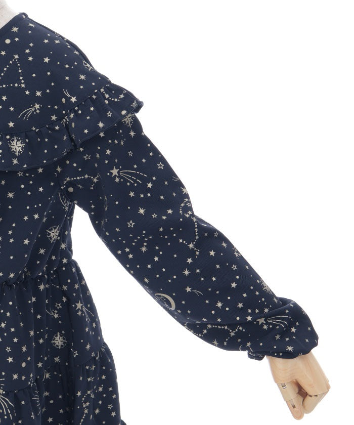 Celestial Starry Sky Foil Print Dress