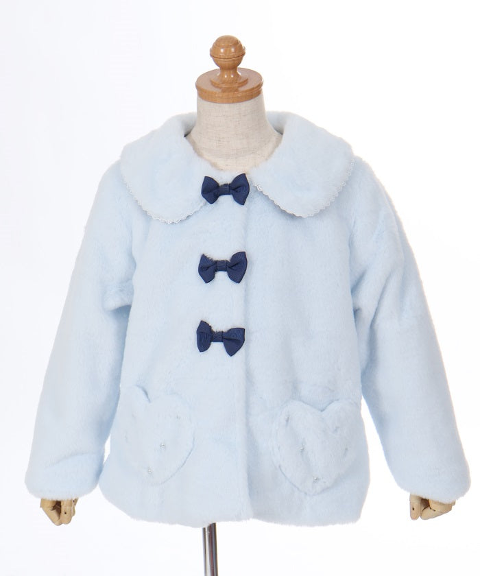 Row Ribbons Fur Coat with Collar