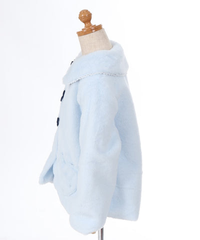 Row Ribbons Fur Coat with Collar