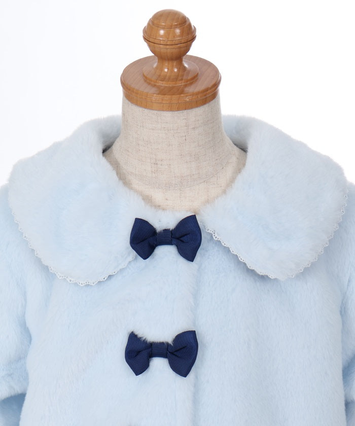 Row Ribbons Fur Coat with Collar