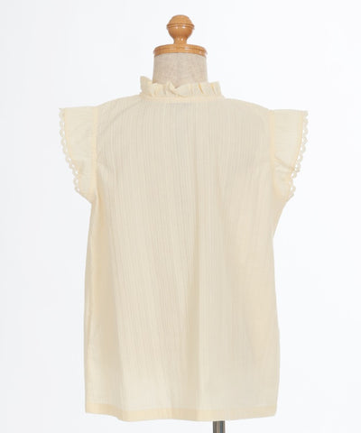 Cotton Dobby Blouse with Ribbon