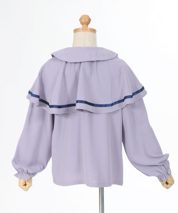 Embroidery Collar Blouse with Cape