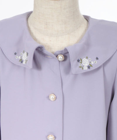 Embroidery Collar Blouse with Cape