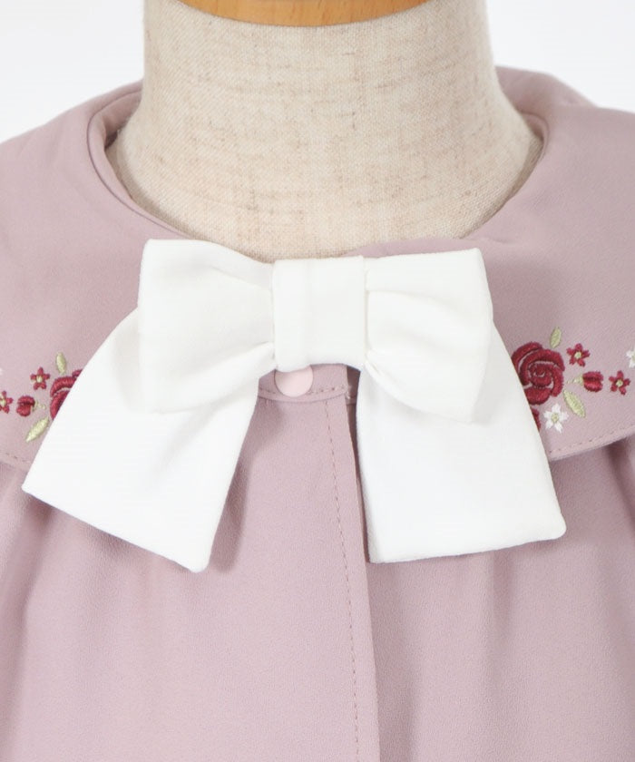 Embroidery Collar Blouse with Cape