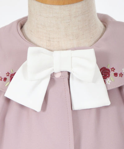 Embroidery Collar Blouse with Cape