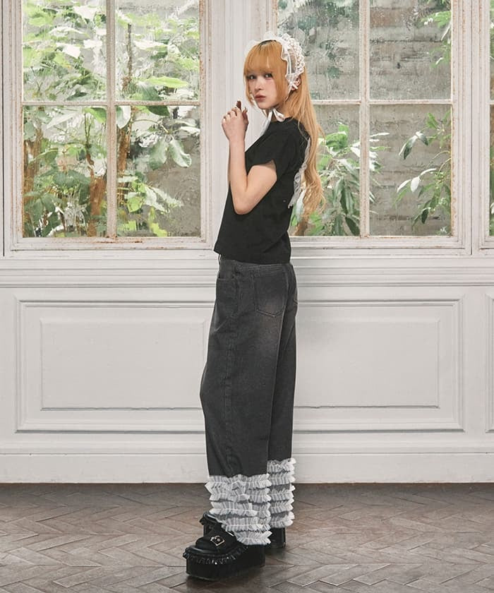 Tulle Frill Denim Pants – axes femme from JAPAN