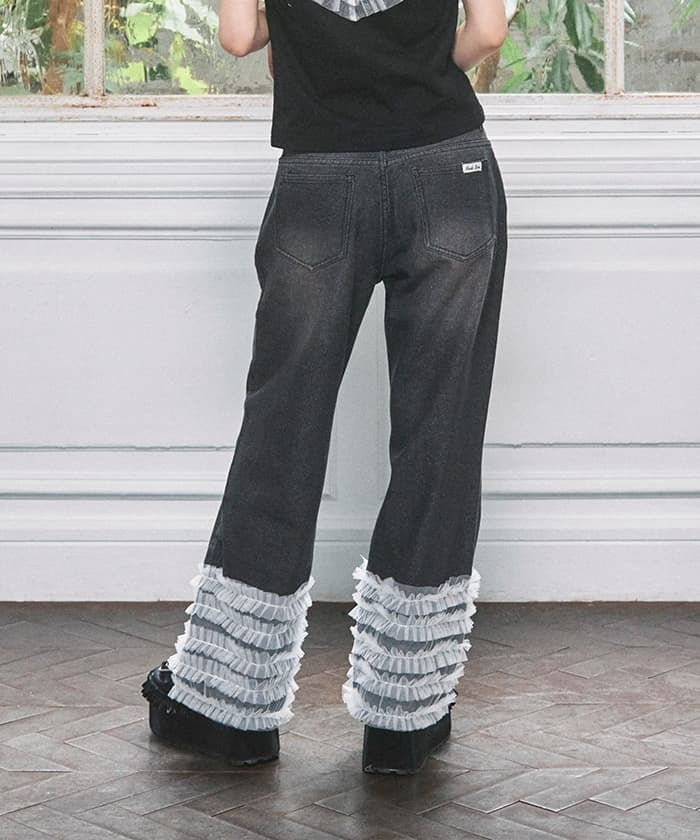 Tulle Frill Denim Pants – axes femme from JAPAN