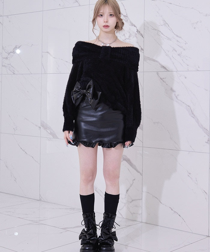 Big Ribbon Off-Shoulder Dress – axes femme from JAPAN