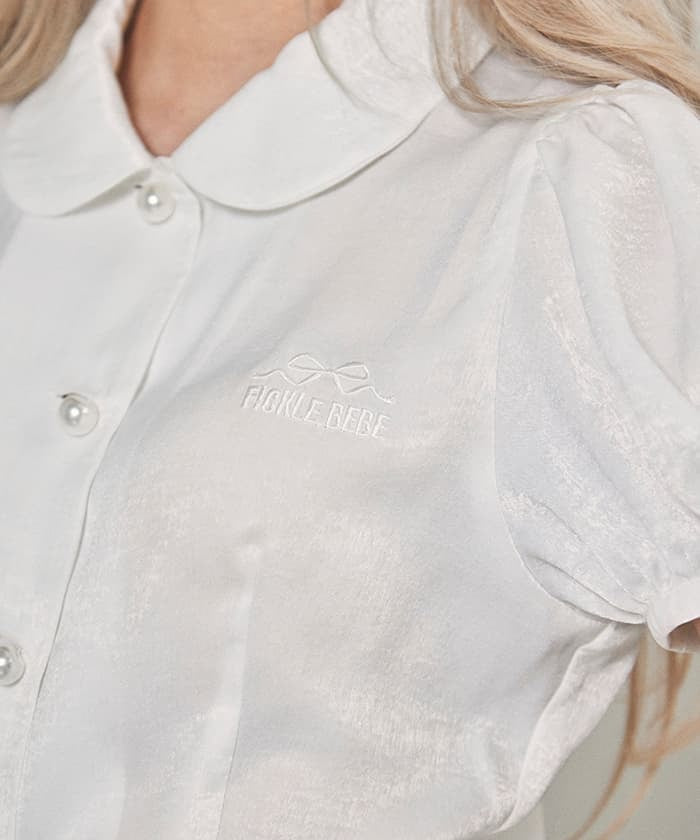 Fickle Bebe Logo Satin Blouse