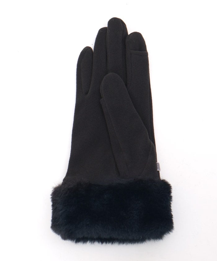 Velour Ribbon & Fur Gloves