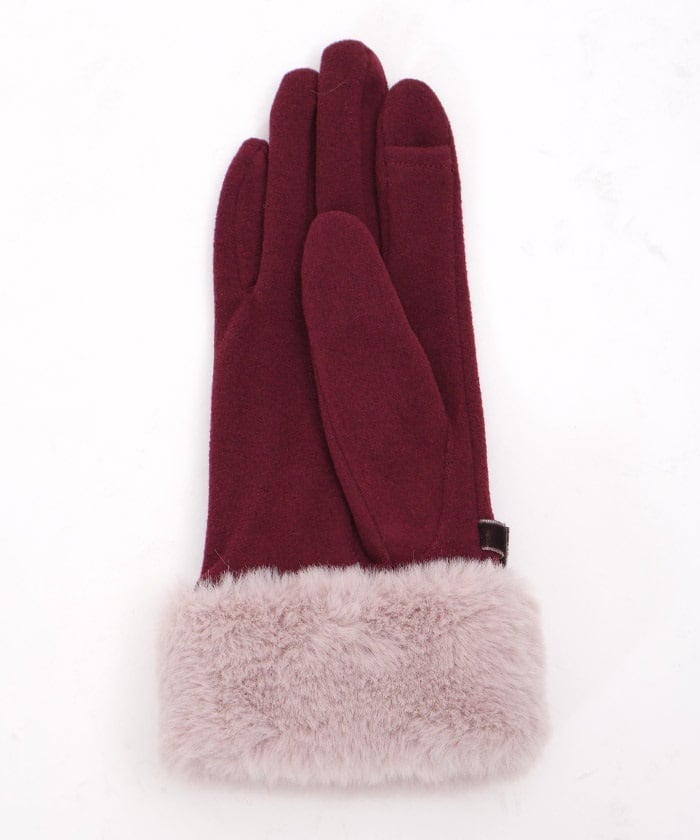 Velour Ribbon & Fur Gloves