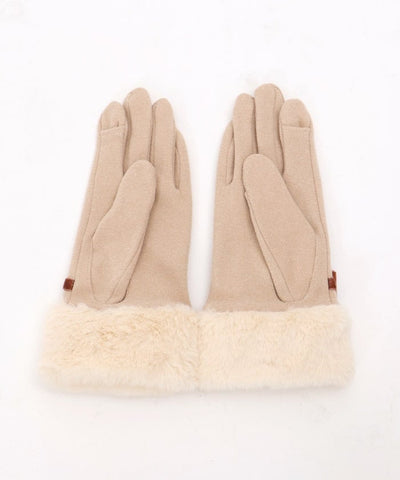 Velour Ribbon & Fur Gloves