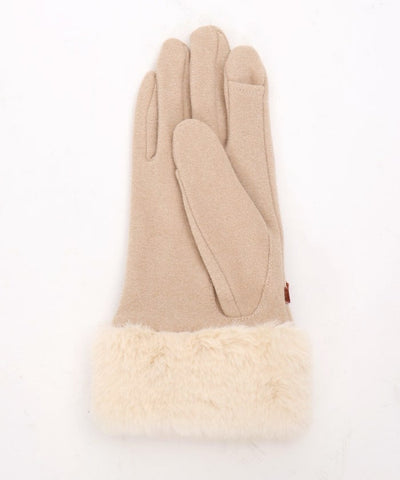 Velour Ribbon & Fur Gloves