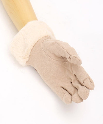 Velour Ribbon & Fur Gloves