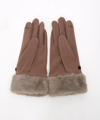 Velour Ribbon & Fur Gloves