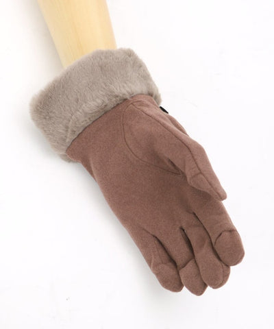 Velour Ribbon & Fur Gloves