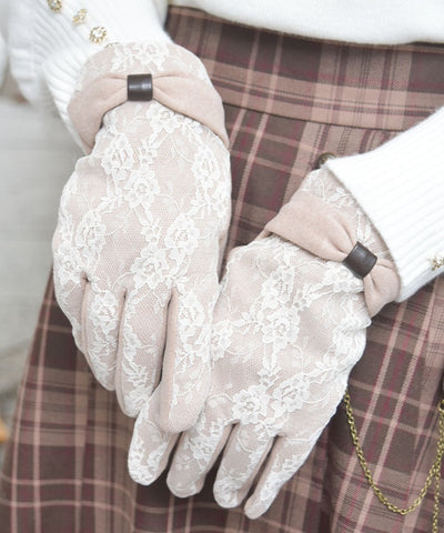 Ribbon Design Full Lace Gloves