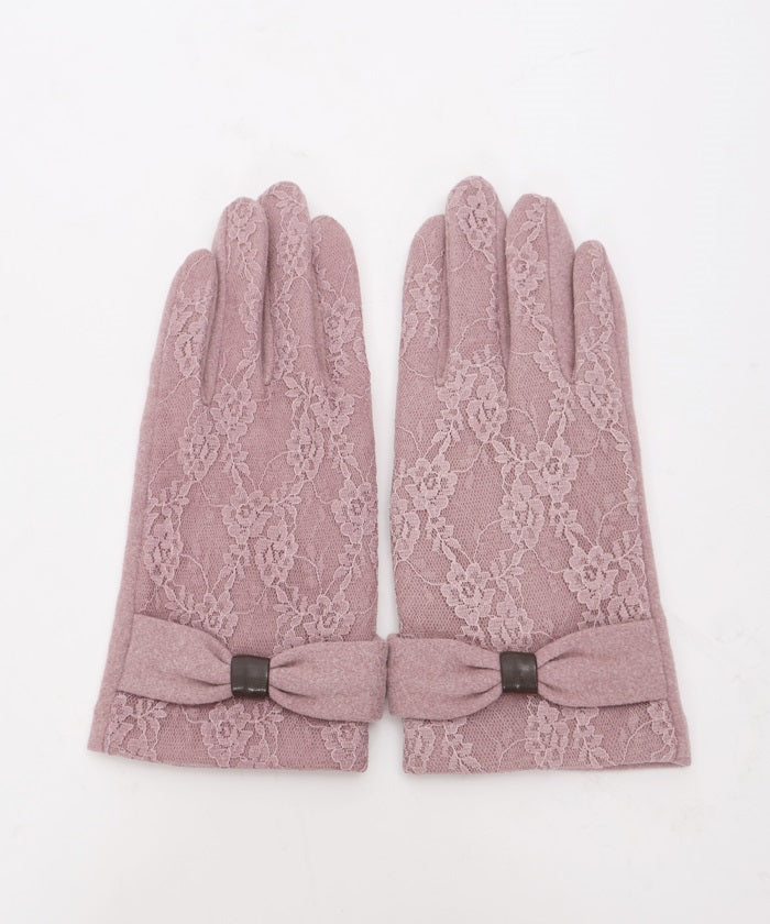 Ribbon Design Full Lace Gloves