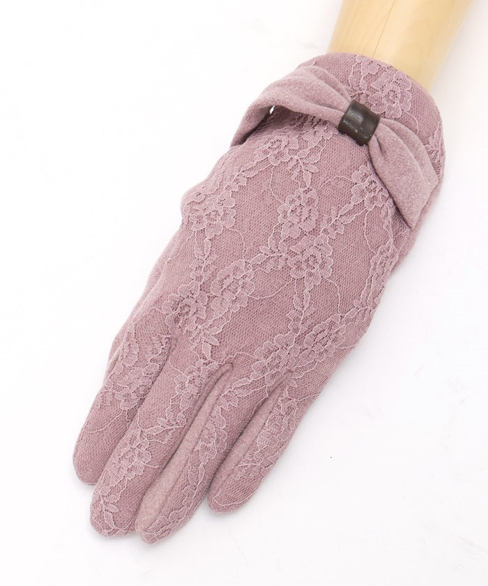 Ribbon Design Full Lace Gloves