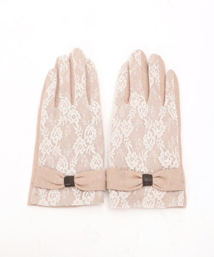 Ribbon Design Full Lace Gloves