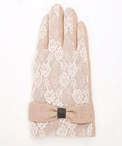 Ribbon Design Full Lace Gloves