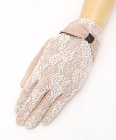 Ribbon Design Full Lace Gloves