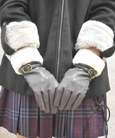 Belt Design Faux Leather Gloves