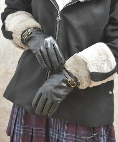 Belt Design Faux Leather Gloves