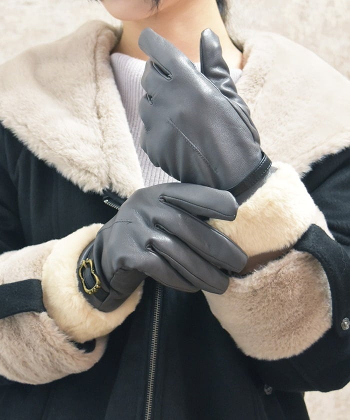 Belt Design Faux Leather Gloves