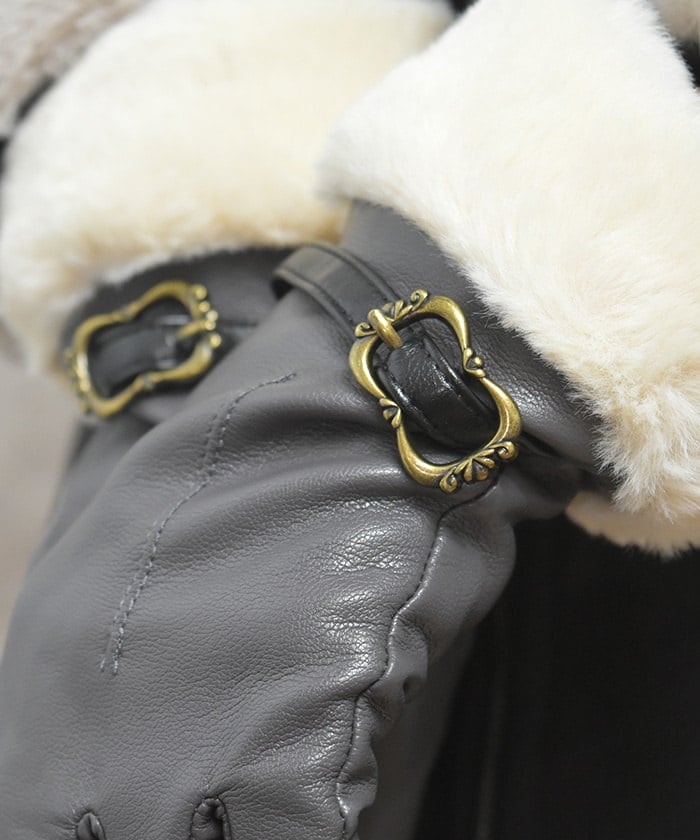 Belt Design Faux Leather Gloves