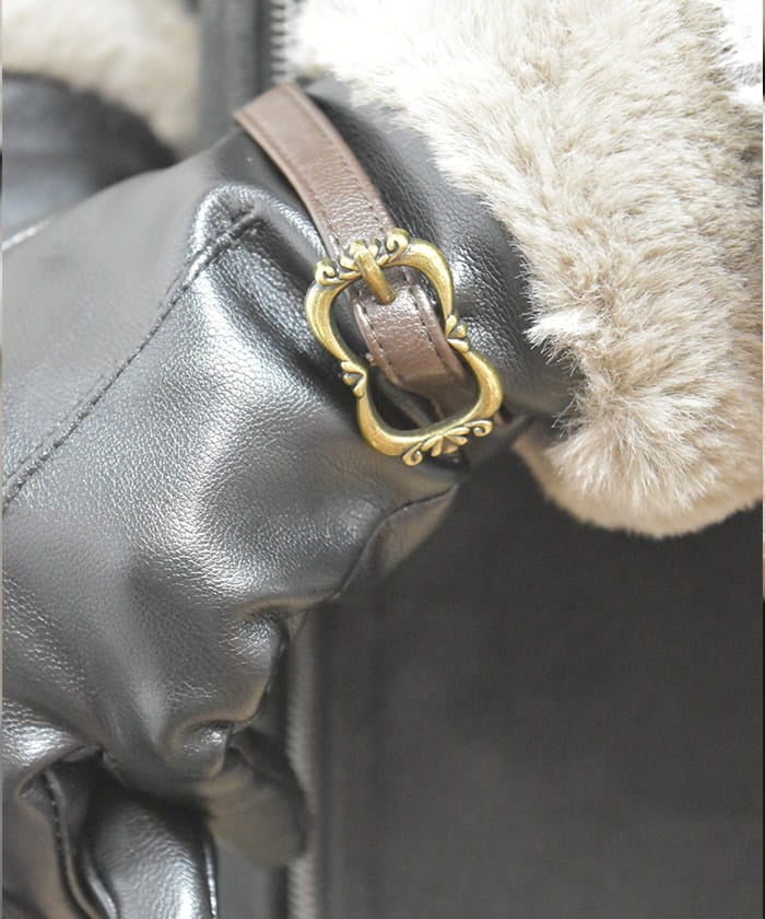 Belt Design Faux Leather Gloves