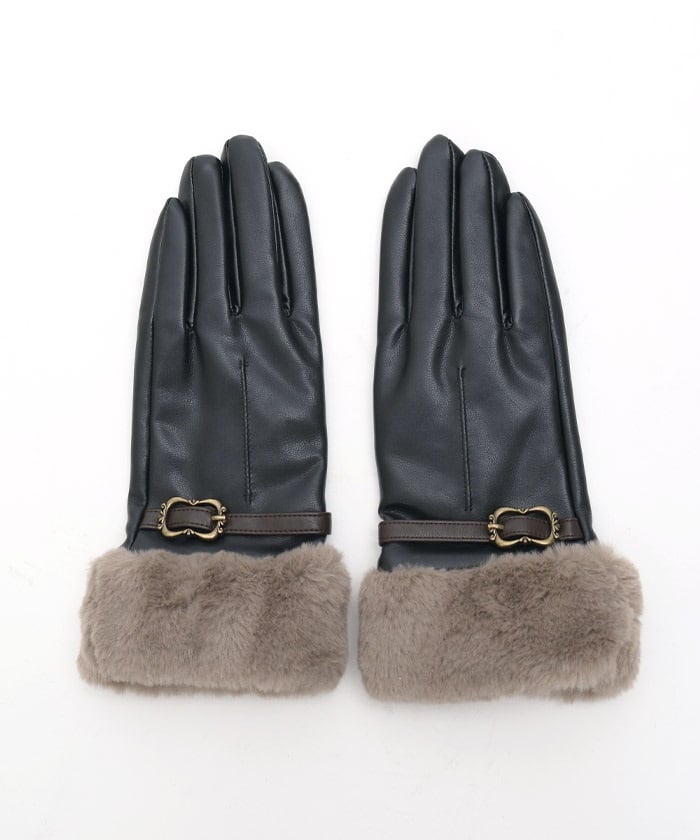 Belt Design Faux Leather Gloves