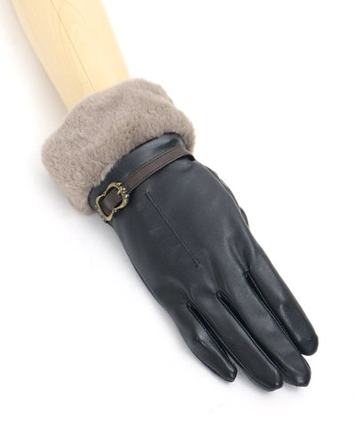 Belt Design Faux Leather Gloves