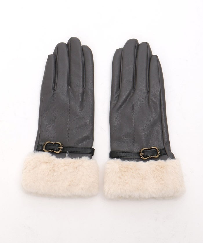 Belt Design Faux Leather Gloves