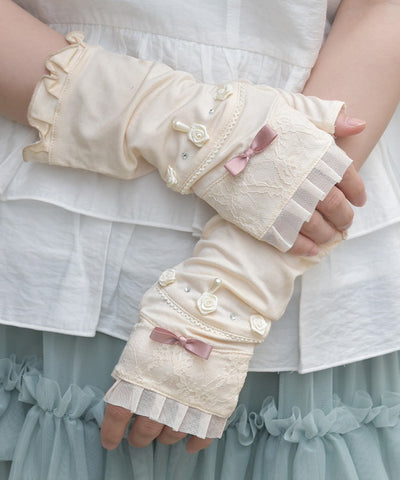 Ribbon Rose Short UV Gloves