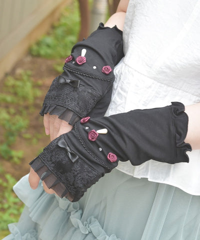 Ribbon Rose Short UV Gloves