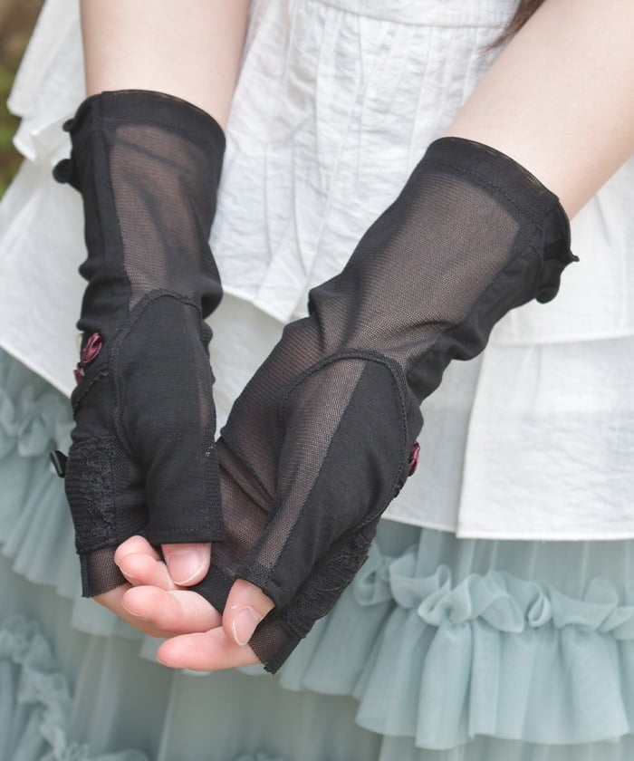 Ribbon Rose Short UV Gloves