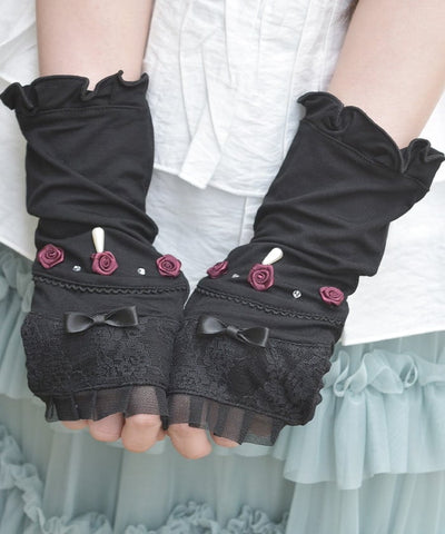 Ribbon Rose Short UV Gloves