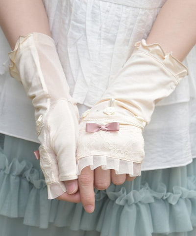 Ribbon Rose Short UV Gloves