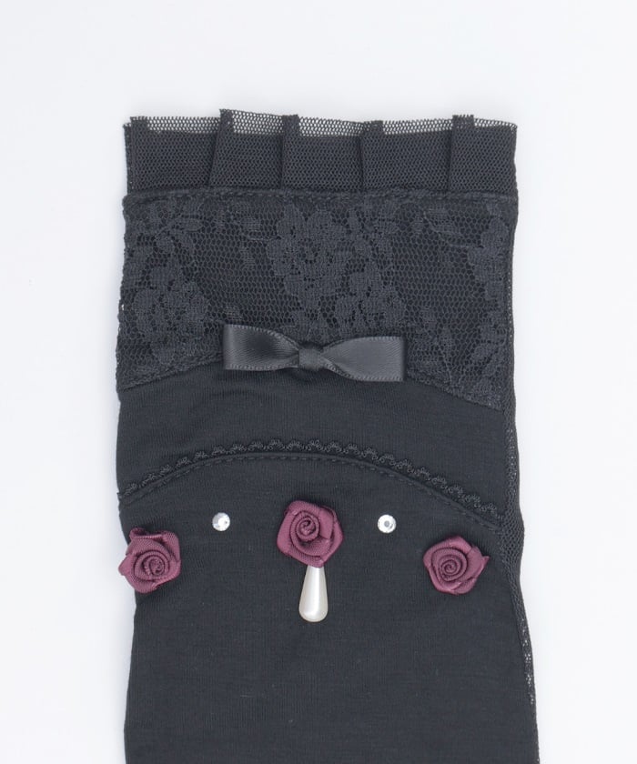 Ribbon Rose Short UV Gloves