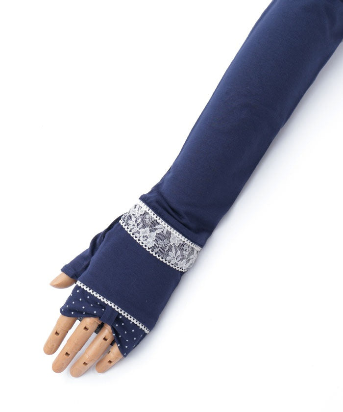 Dot Ribbon Long UV Gloves