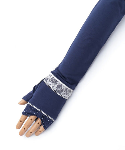 Dot Ribbon Long UV Gloves