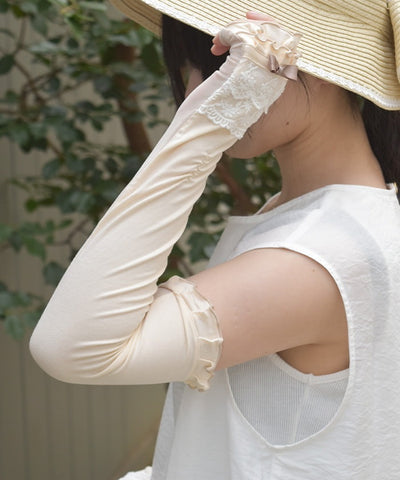 Lace Layered Long UV Gloves