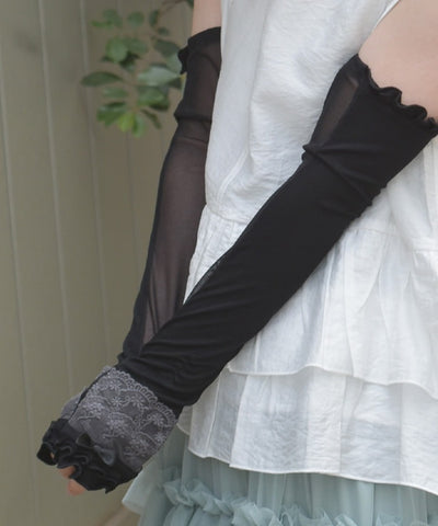 Lace Layered Long UV Gloves